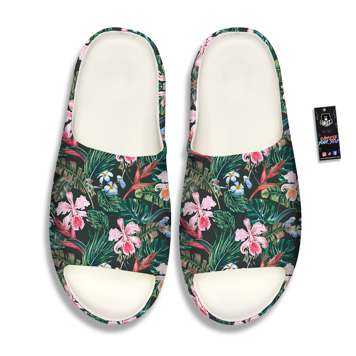 Flower Orchid Tropical Print Pattern Sandals-grizzshop