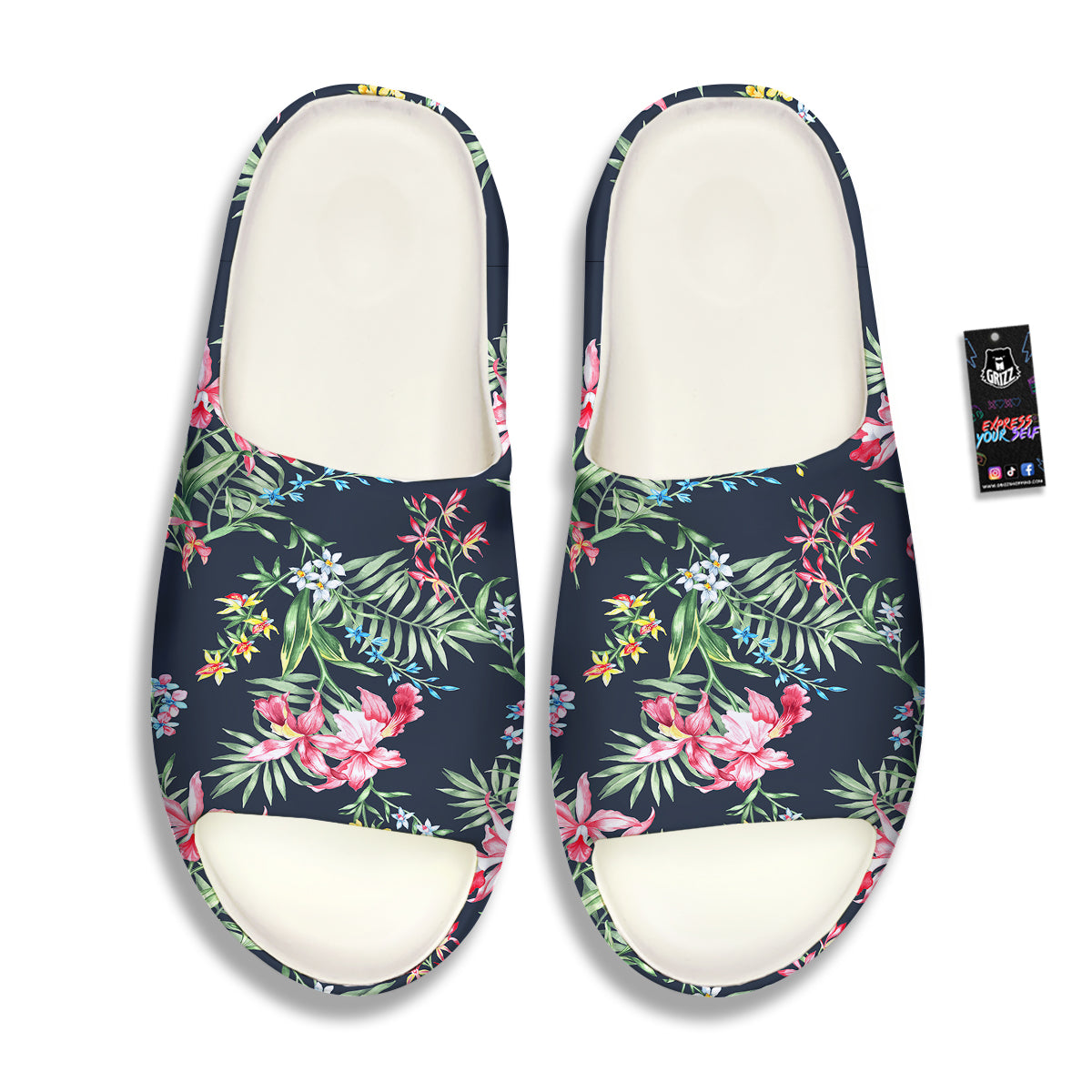 Flower Orchid Watercolor Print Pattern Sandals-grizzshop