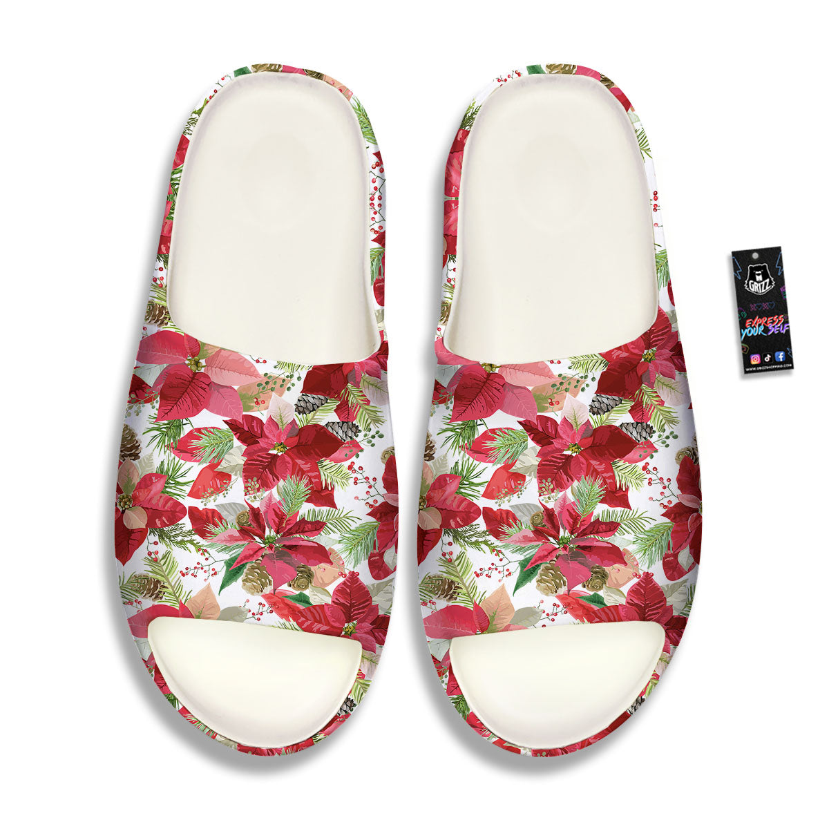 Flower Poinsettia Print Pattern Sandals-grizzshop