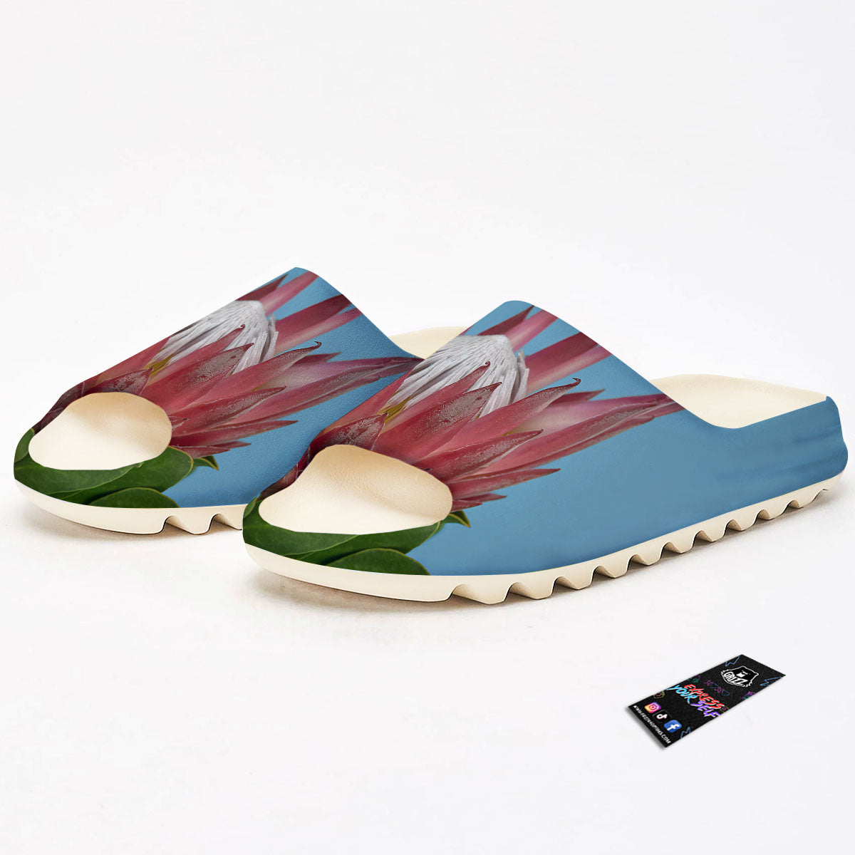 Flower Protea Print Sandals-grizzshop