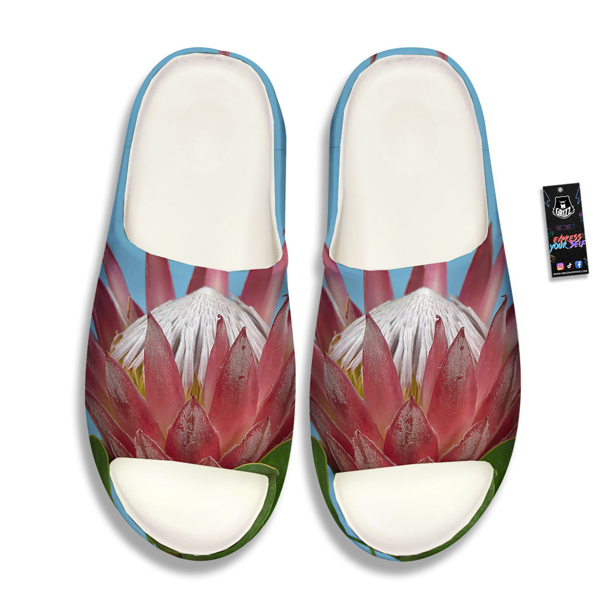 Flower Protea Print Sandals-grizzshop