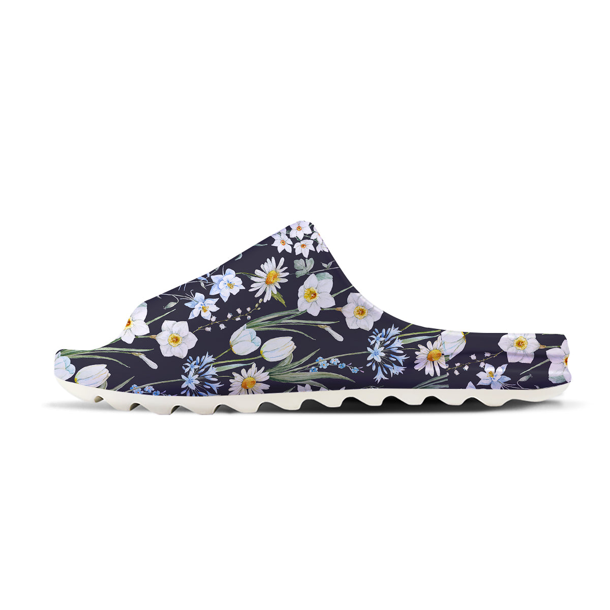 Flower White Daffodil Print Pattern Sandals-grizzshop