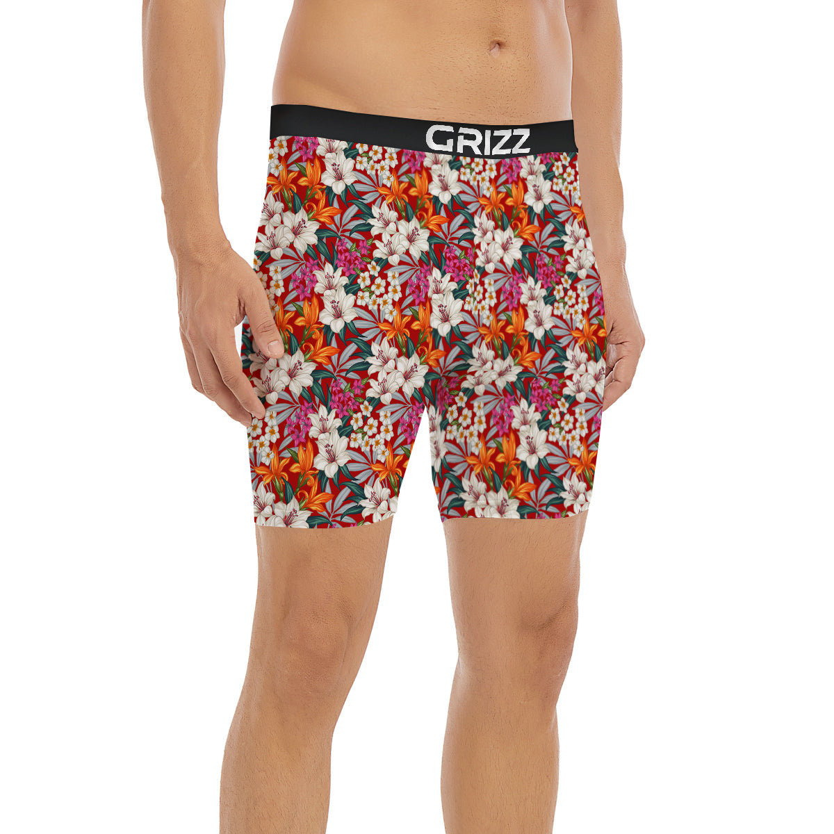 Flowers Aloha Hawaiian Print Pattern Boxer Briefs-grizzshop