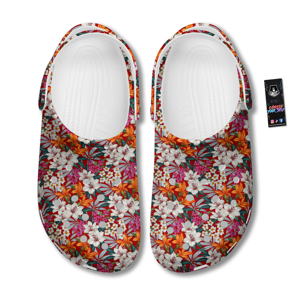 Flowers Aloha Hawaiian Print Pattern Clog-grizzshop