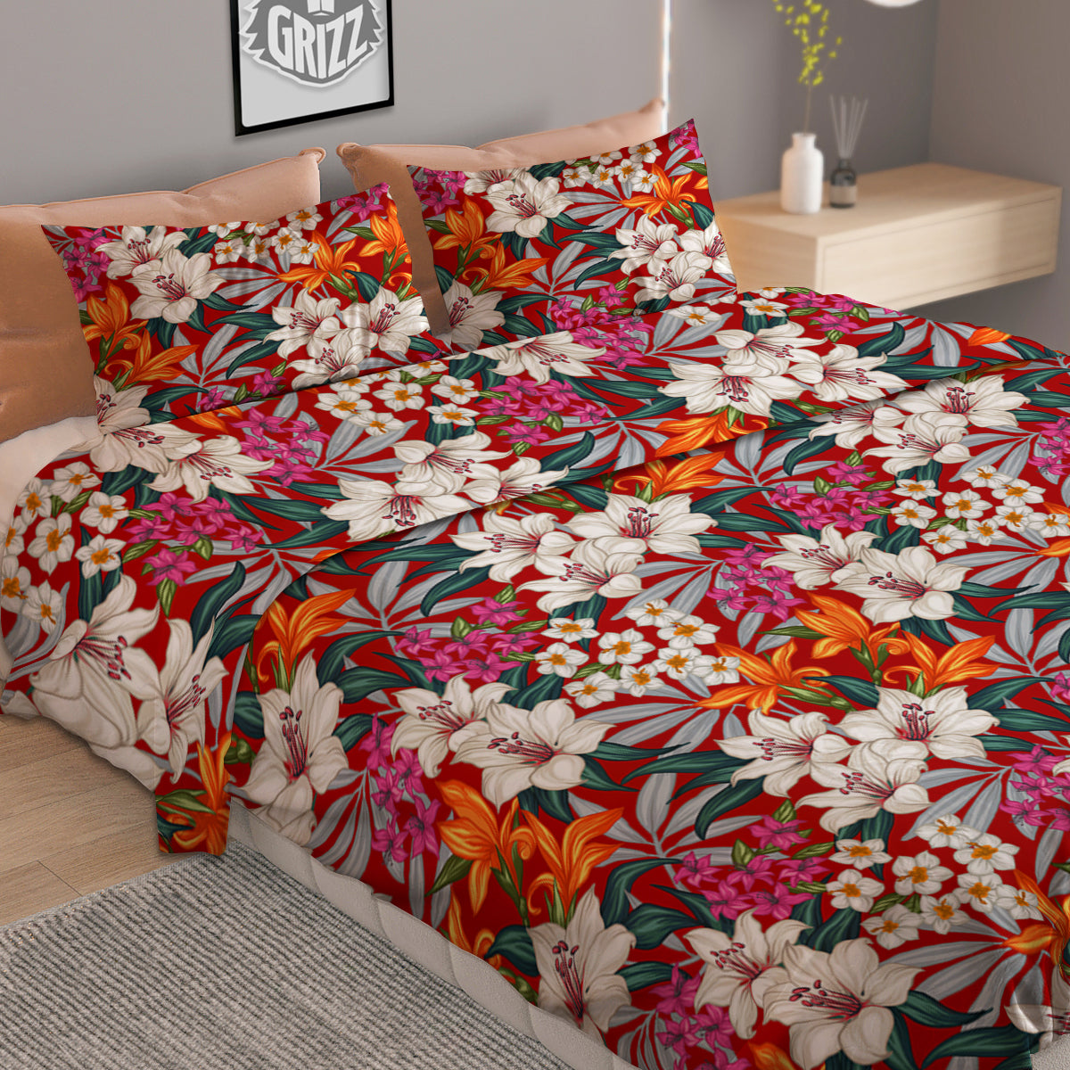 Flowers Aloha Hawaiian Print Pattern Duvet Cover Bedding Set