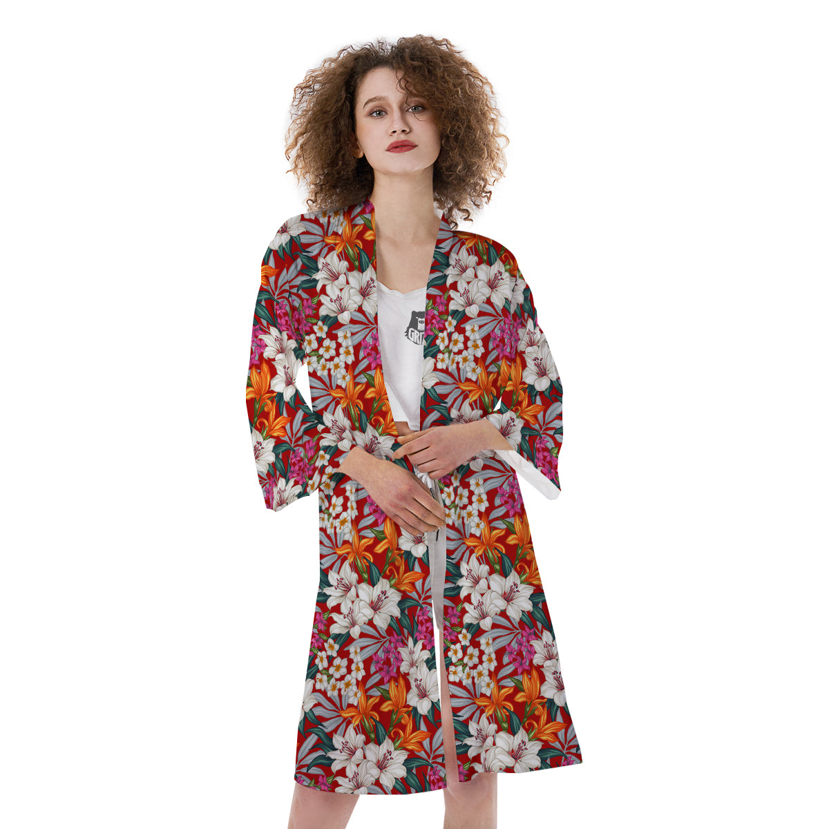 Flowers Aloha Hawaiian Print Pattern Kimono-grizzshop