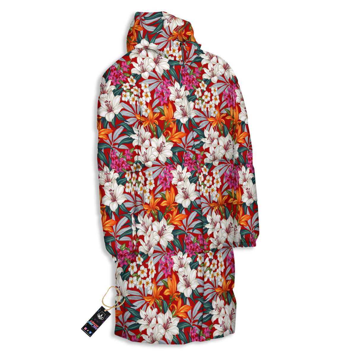 Flowers Aloha Hawaiian Print Pattern Long Down Jacket-grizzshop