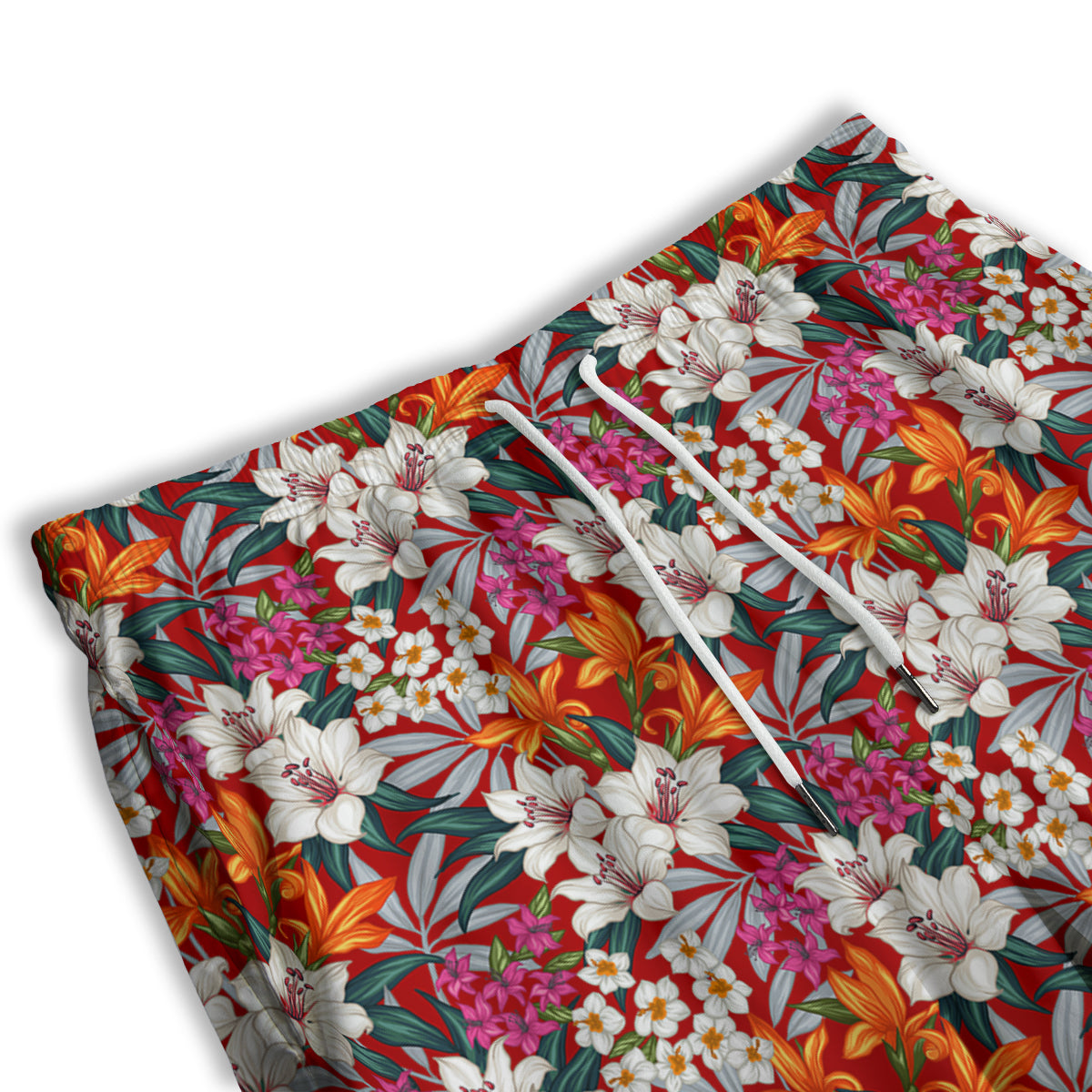 Flowers Aloha Hawaiian Print Pattern Men's Athletic Shorts