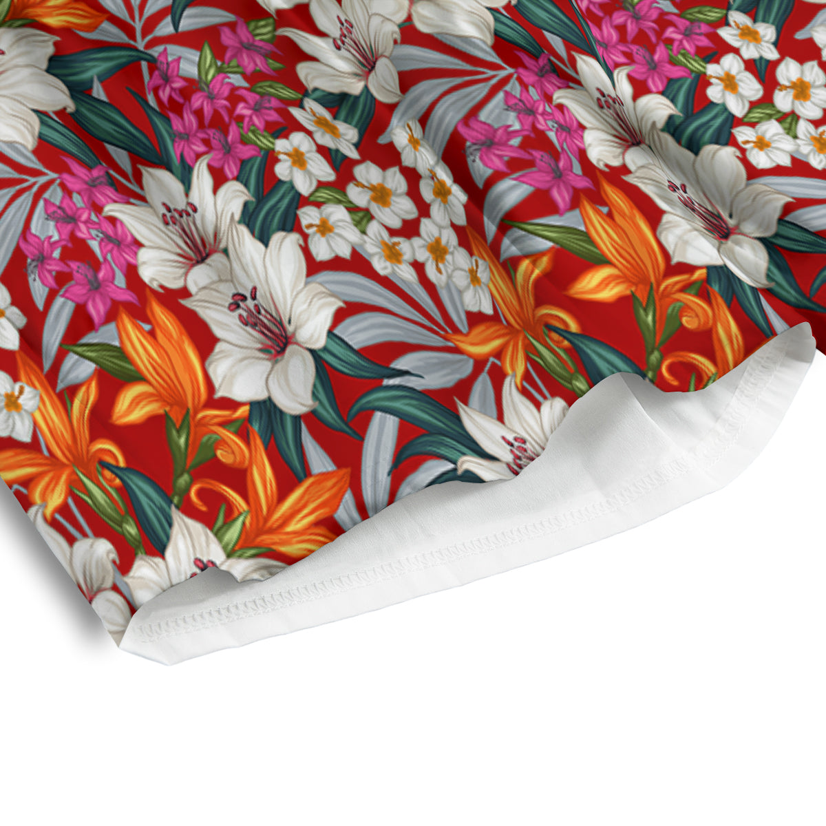 Flowers Aloha Hawaiian Print Pattern Men's Athletic Shorts