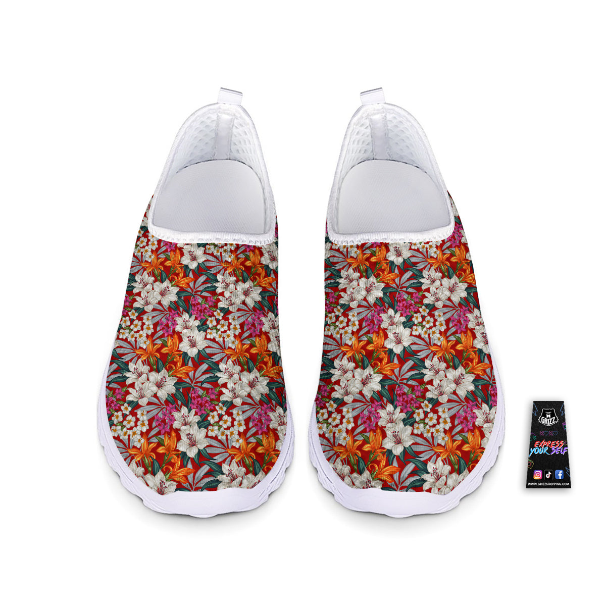 Flowers Aloha Hawaiian Print Pattern Nurse Shoes-grizzshop