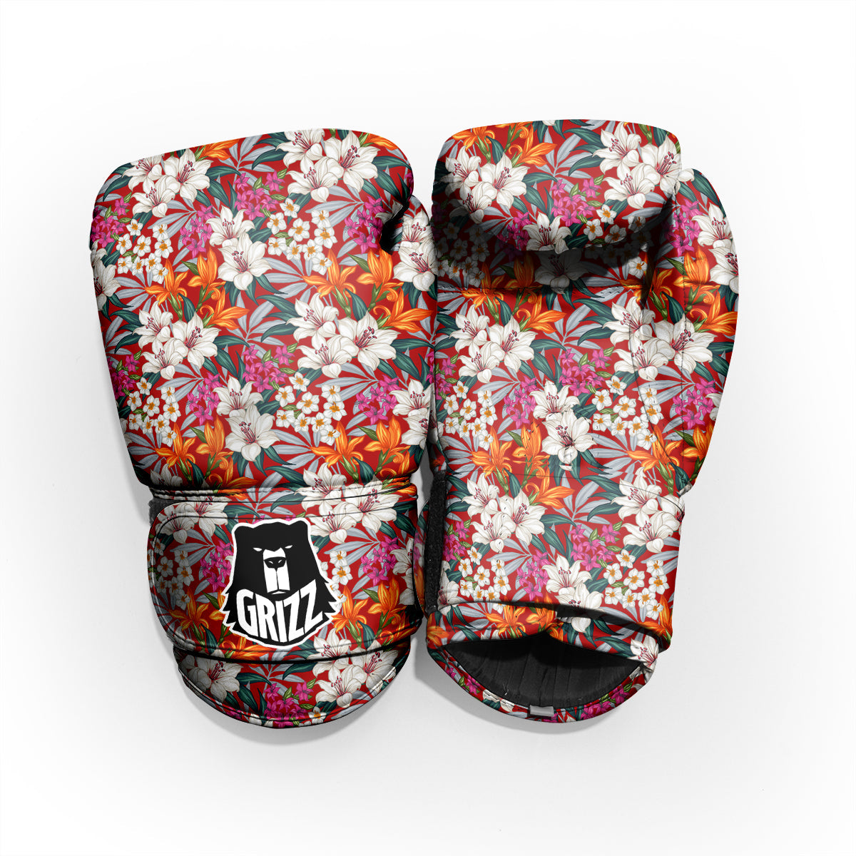 Flowers Aloha Hawaiian Print Pattern Sparring Gloves-grizzshop