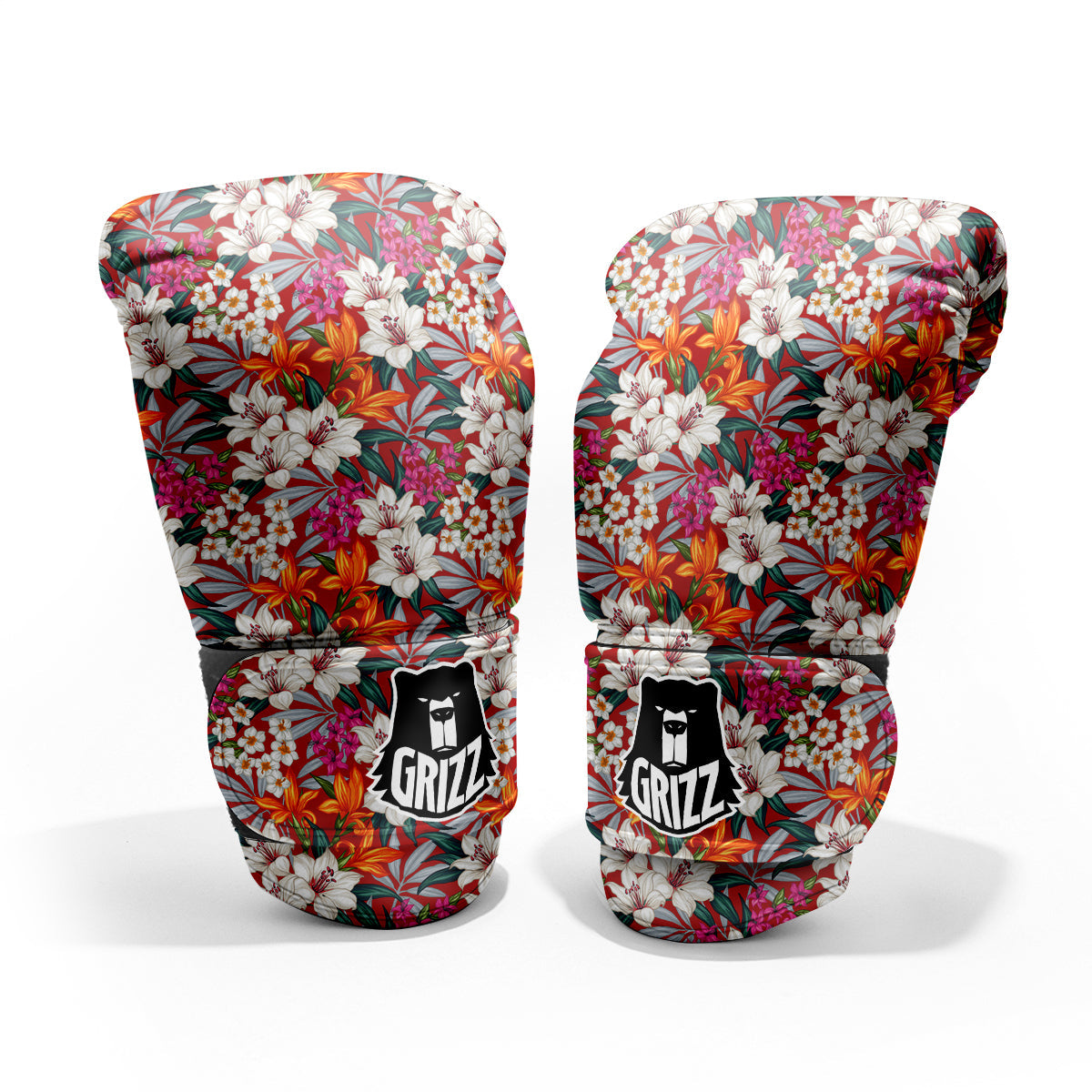 Flowers Aloha Hawaiian Print Pattern Sparring Gloves-grizzshop
