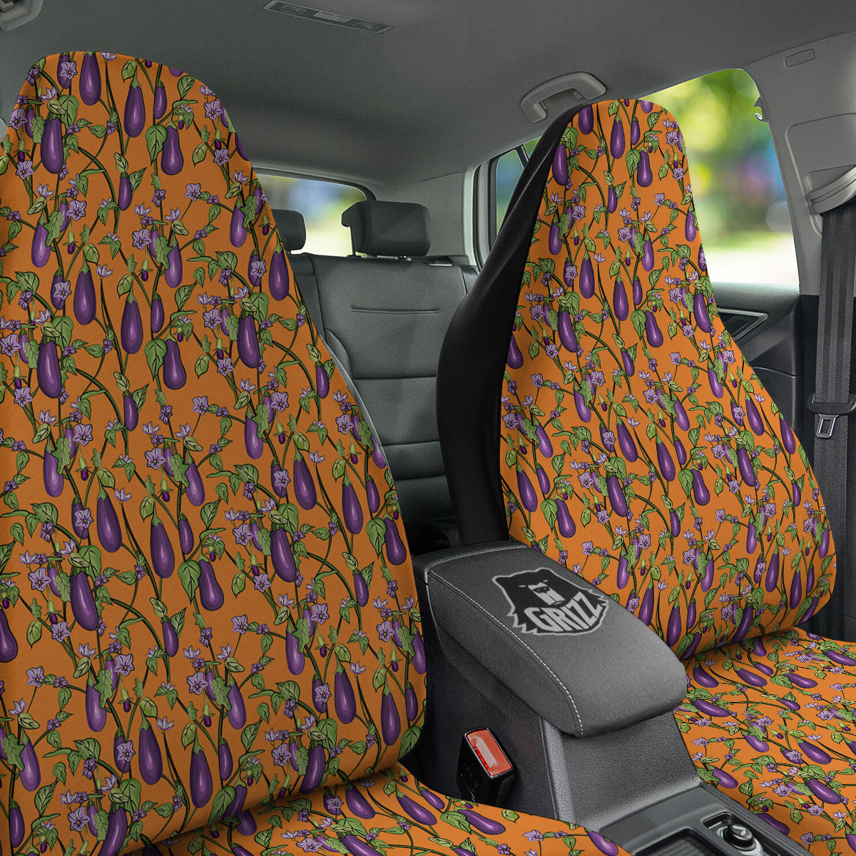 Flowers And Eggplant With Leaves Print Car Seat Covers-grizzshop