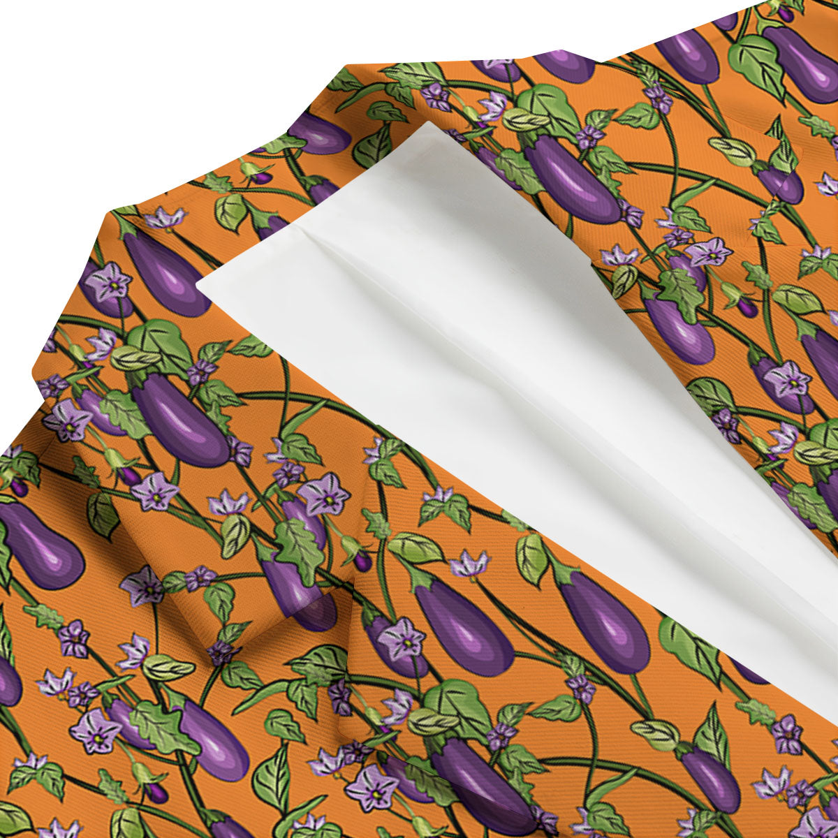 Flowers And Eggplant With Leaves Print Men's Blazer-grizzshop