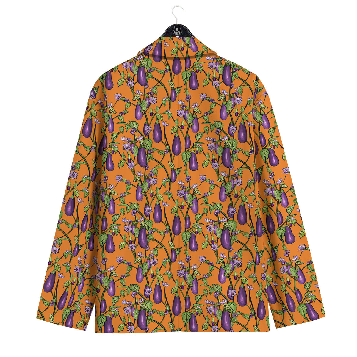 Flowers And Eggplant With Leaves Print Men's Sport Coat-grizzshop