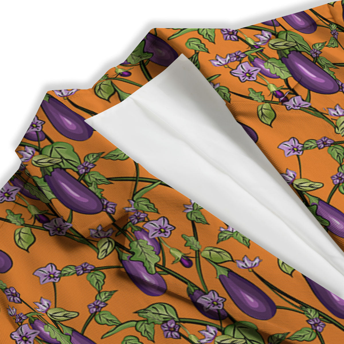 Flowers And Eggplant With Leaves Print Women's Blazer-grizzshop