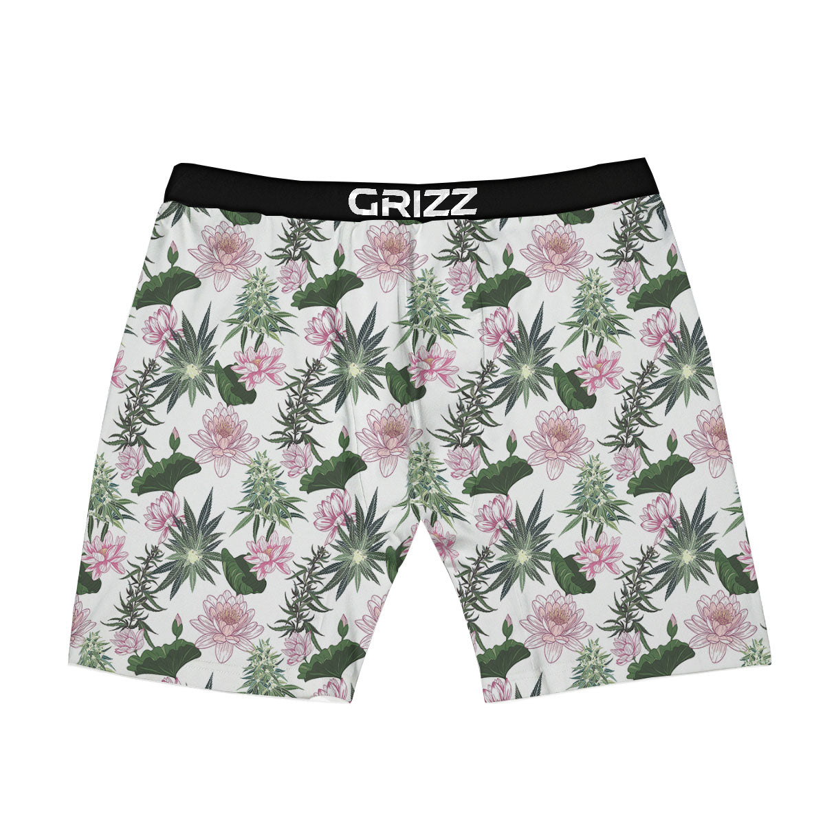 Flowers And Hemp Leaves Print Pattern Boxer Briefs-grizzshop