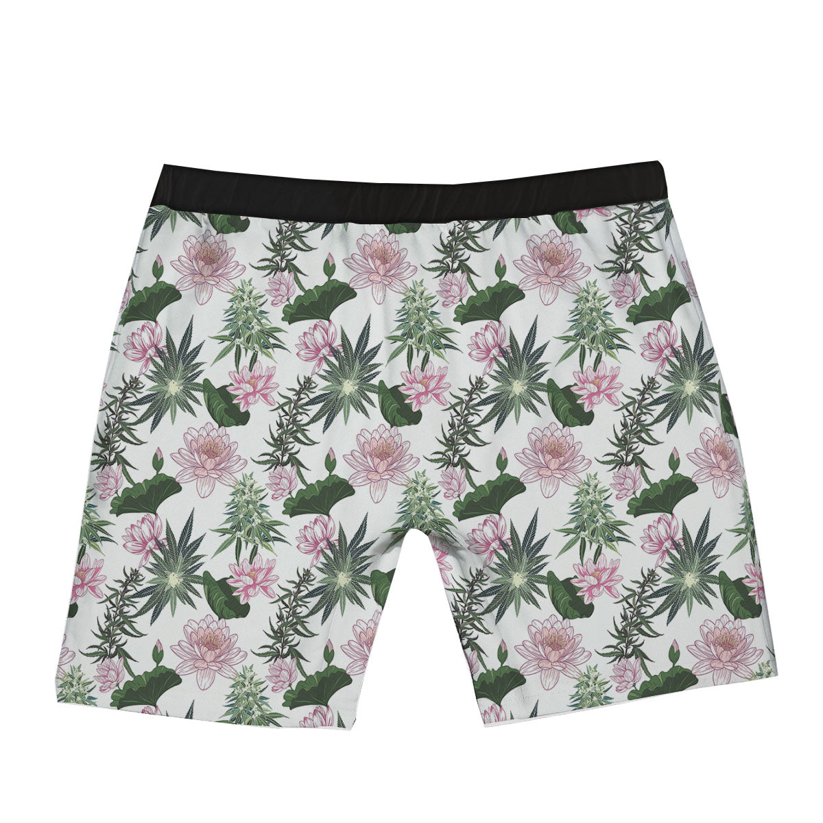 Flowers And Hemp Leaves Print Pattern Boxer Briefs-grizzshop