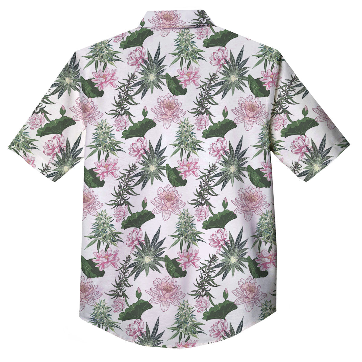 Flowers And Hemp Leaves Print Pattern Button Up Shirt-grizzshop