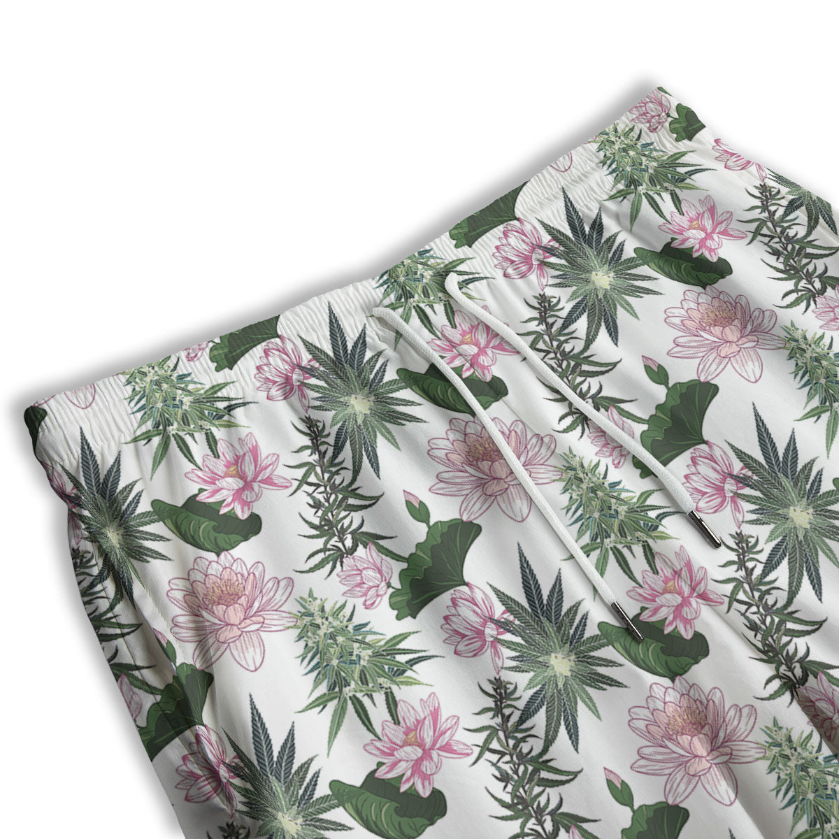 Flowers And Hemp Leaves Print Pattern Men's Athletic Shorts-grizzshop
