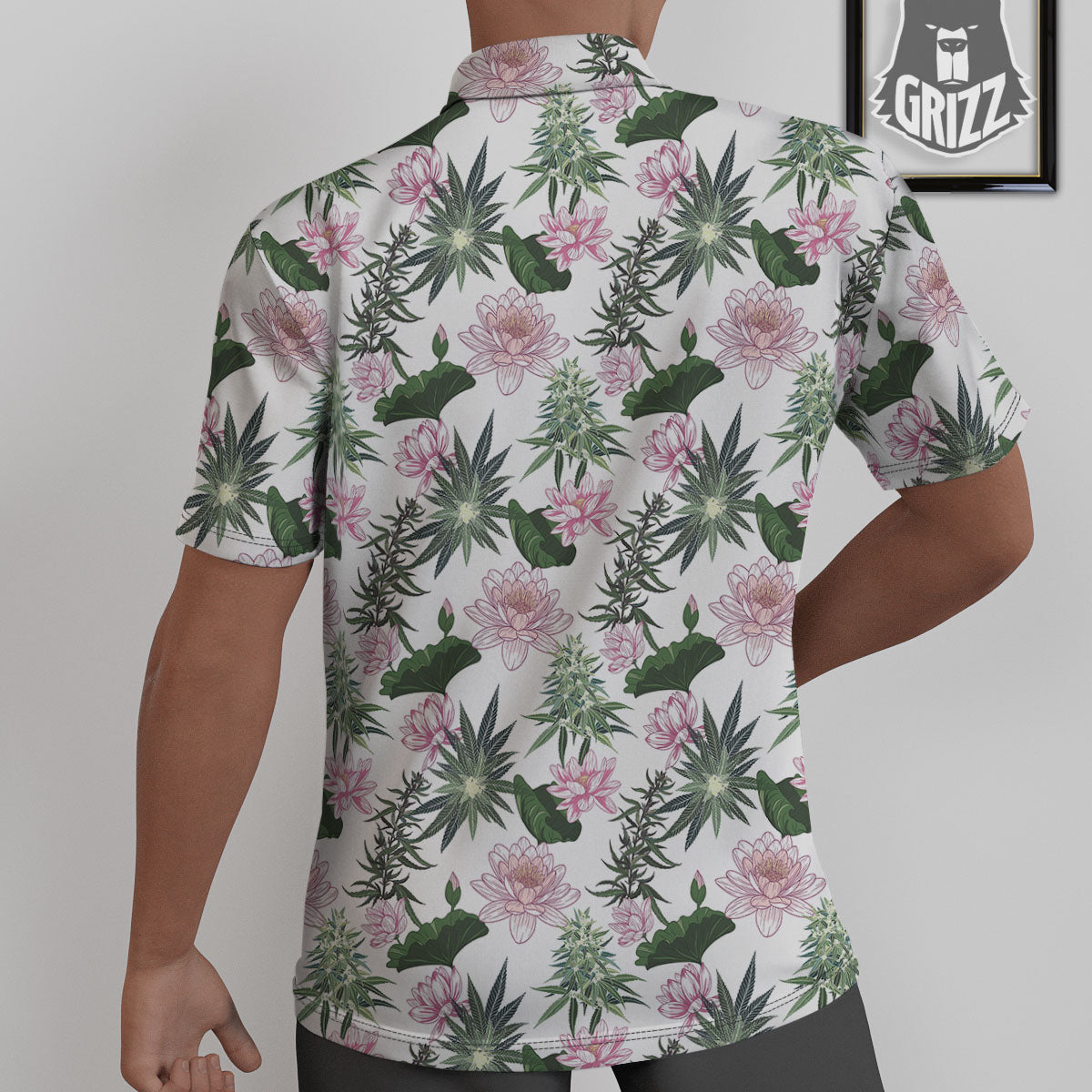 Flowers And Hemp Leaves Print Pattern Untucked Shirts-grizzshop