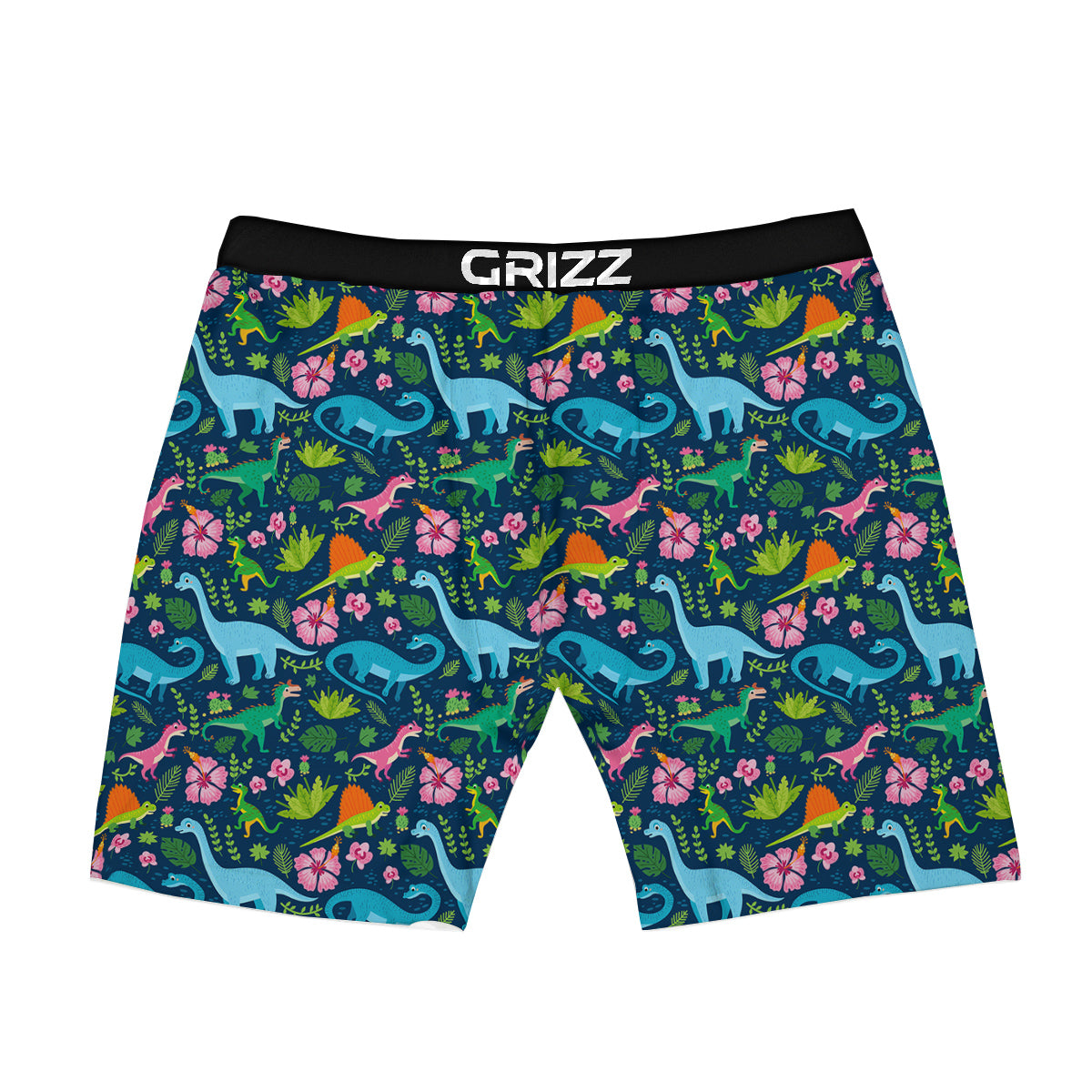 Flowers And Leaves Cute Dino Print Boxer Briefs-grizzshop