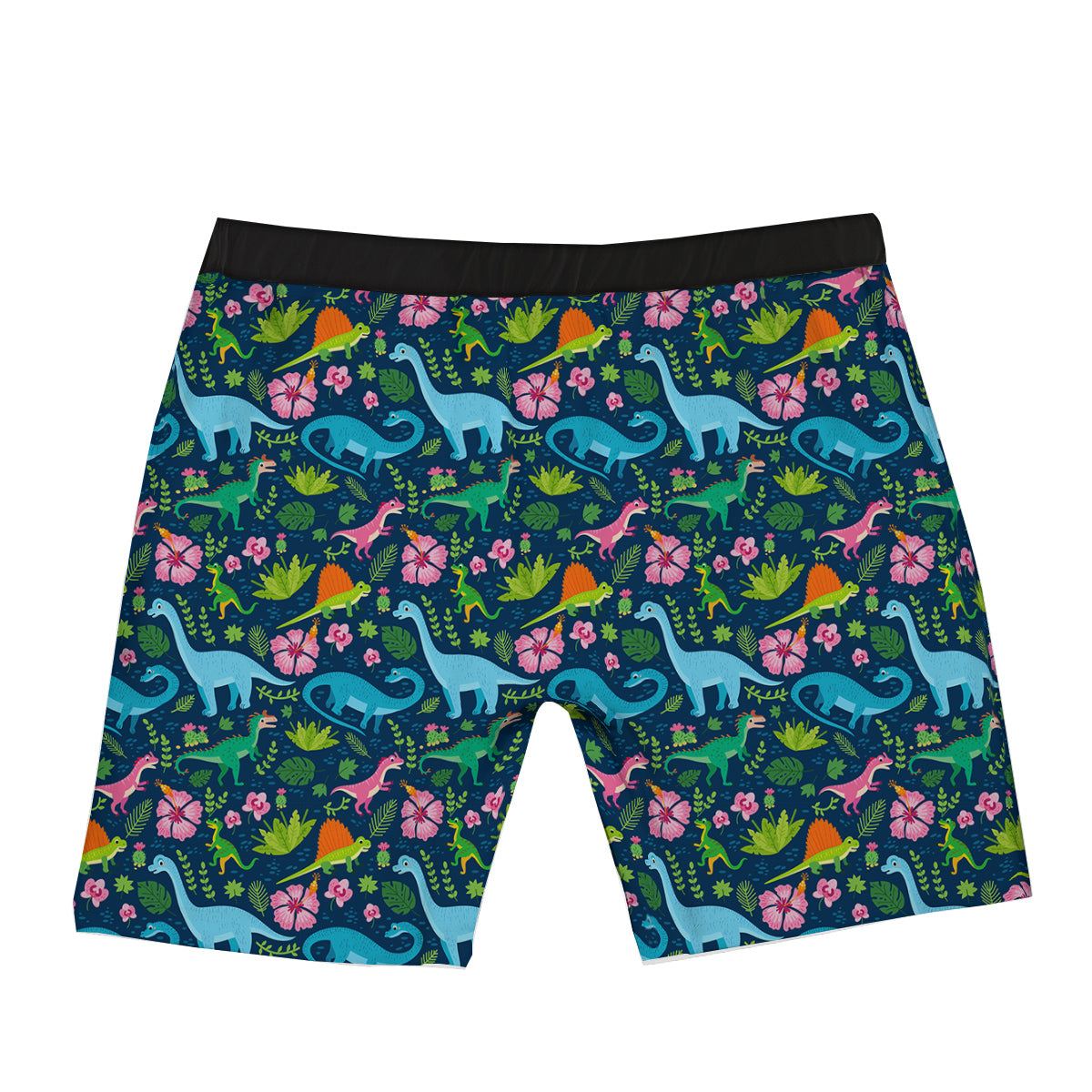 Flowers And Leaves Cute Dino Print Boxer Briefs-grizzshop