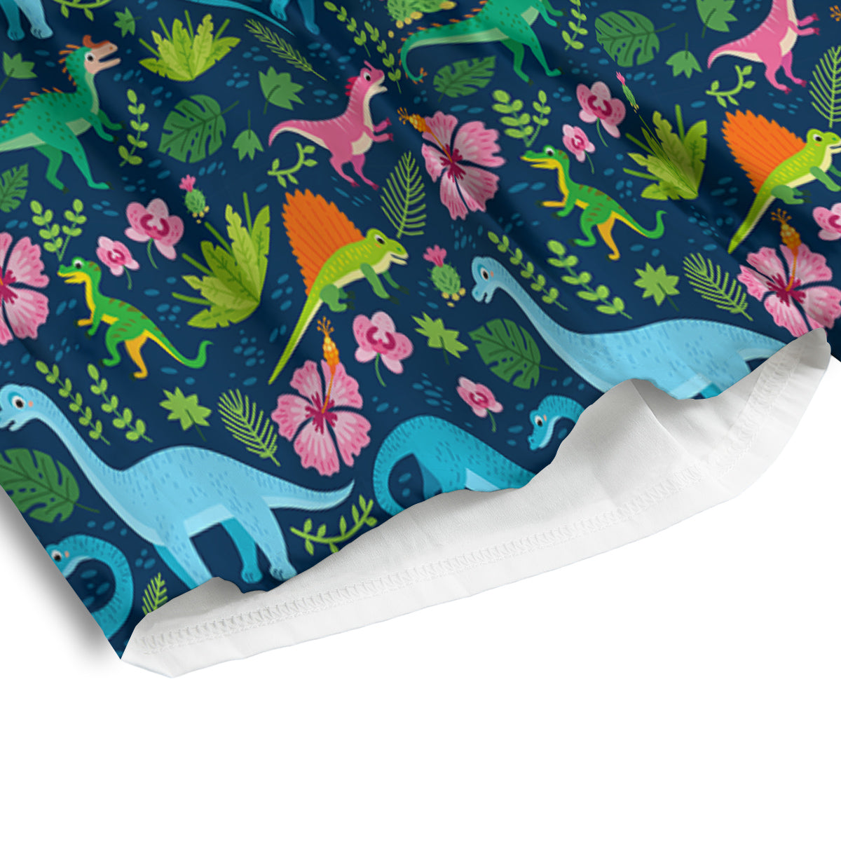 Flowers And Leaves Cute Dino Print Men's Athletic Shorts-grizzshop