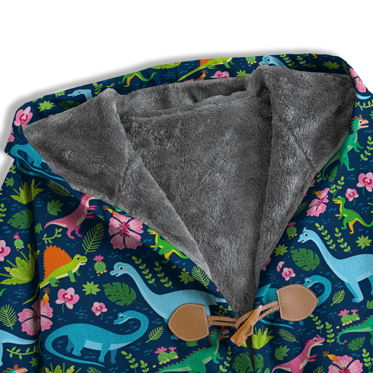 Flowers And Leaves Cute Dino Print Men's Windbreaker Jacket-grizzshop