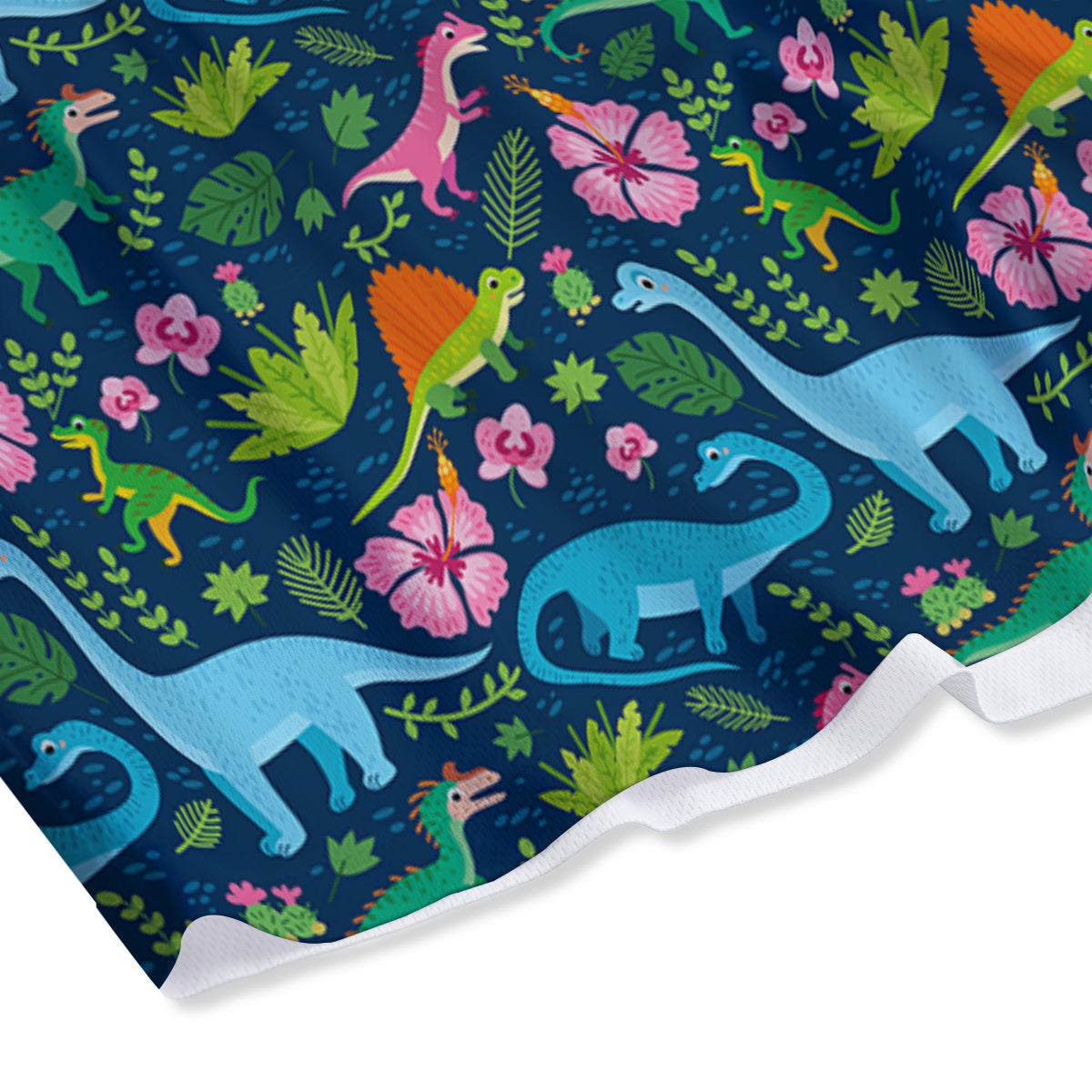 Flowers And Leaves Cute Dino Print Mesh Shorts-grizzshop