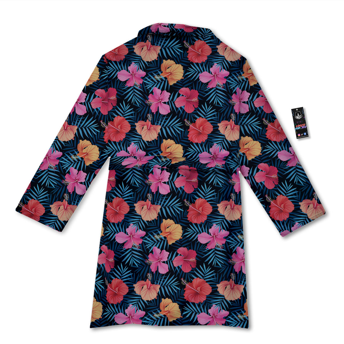 Flowers Exotic Hibiscus Print Pattern Bathrobe-grizzshop