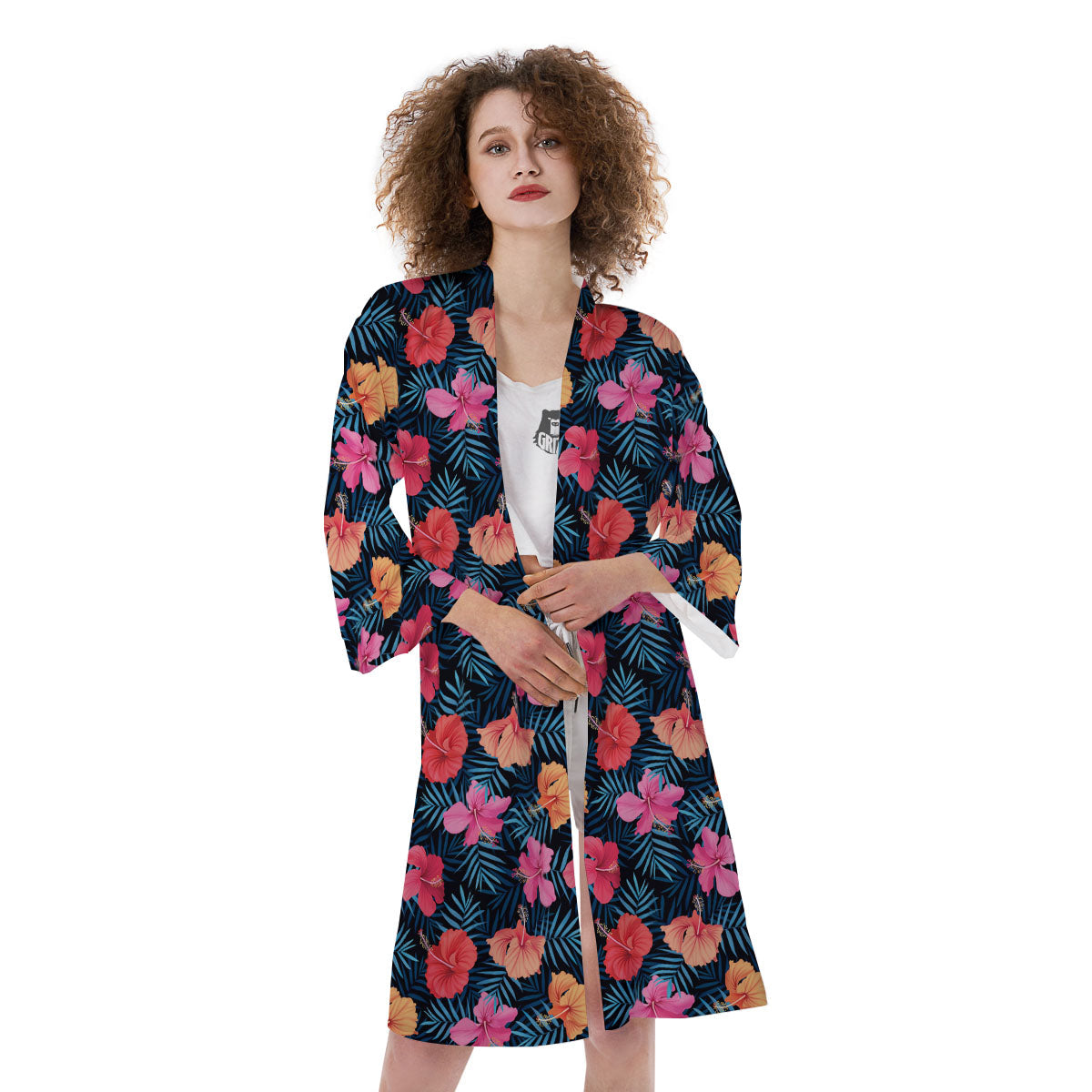 Flowers Exotic Hibiscus Print Pattern Kimono-grizzshop