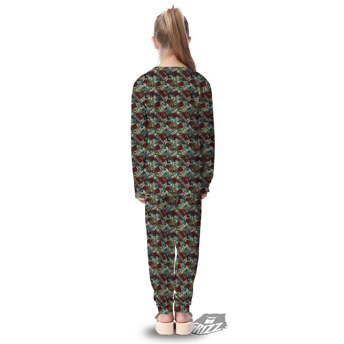Flowers Guns And Print Pattern Kid's Pajamas-grizzshop