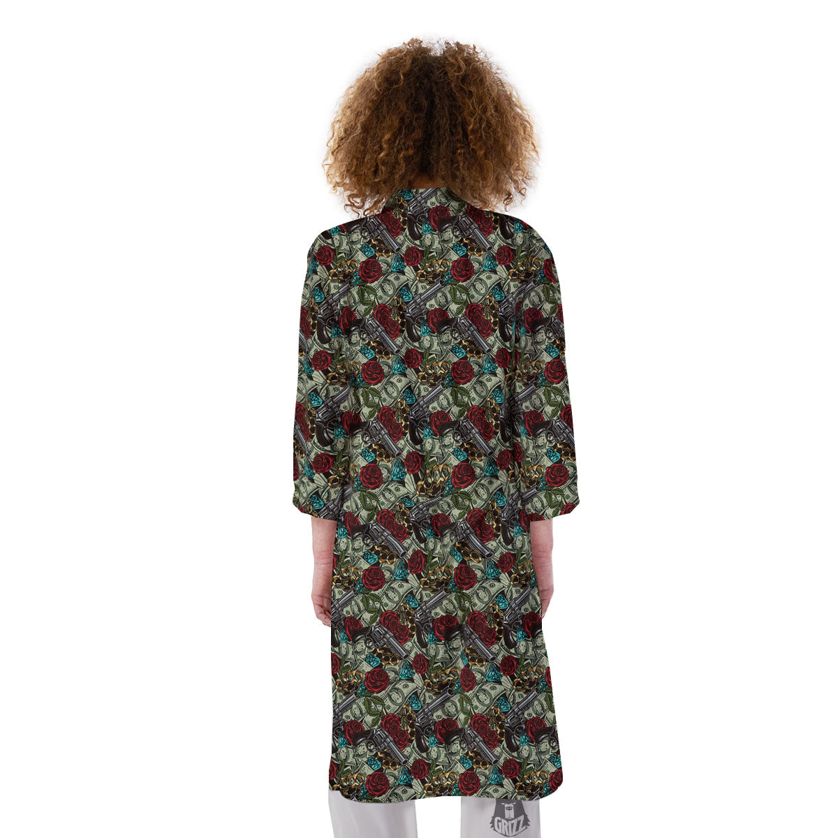 Flowers Guns And Print Pattern Kimono-grizzshop