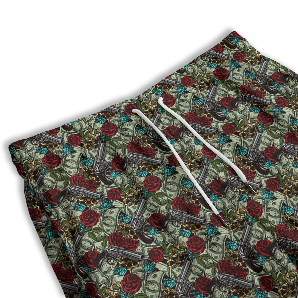 Flowers Guns And Print Pattern Men's Athletic Shorts-grizzshop