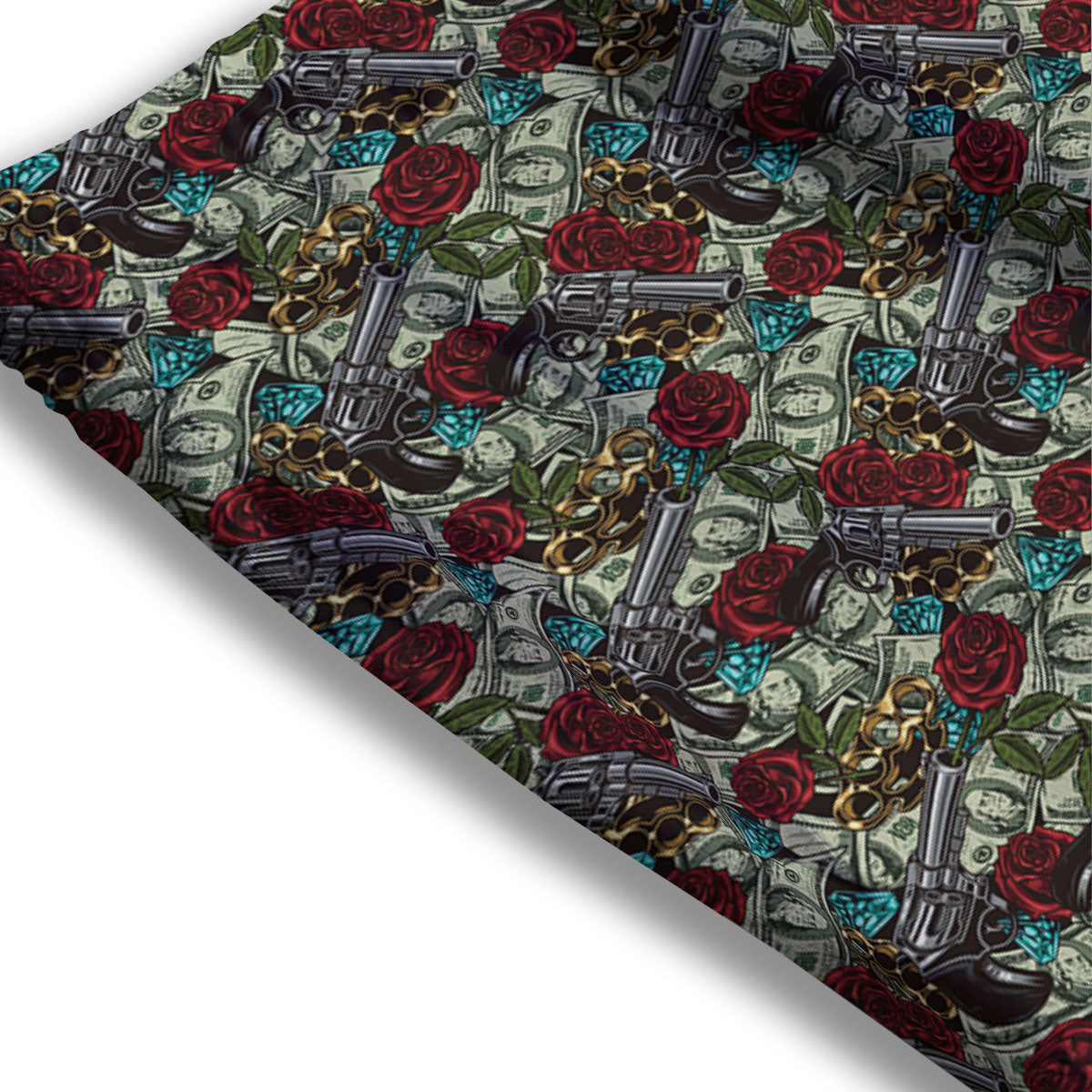 Flowers Guns And Print Pattern Mesh Shorts