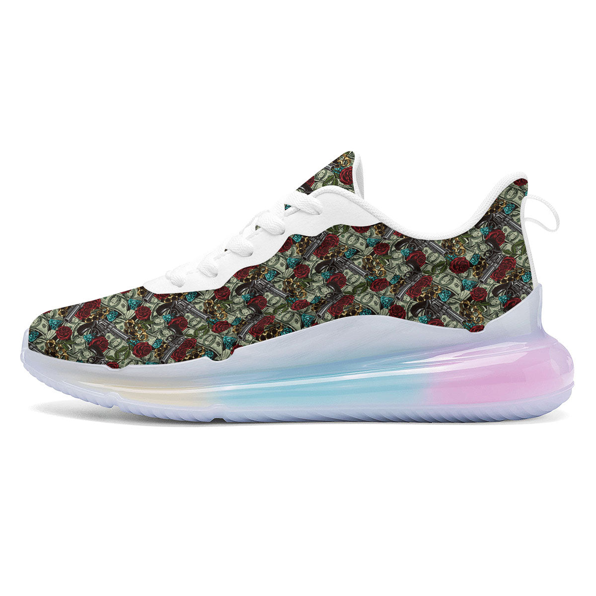 Flowers Guns And Print Pattern Running Sneakers-grizzshop