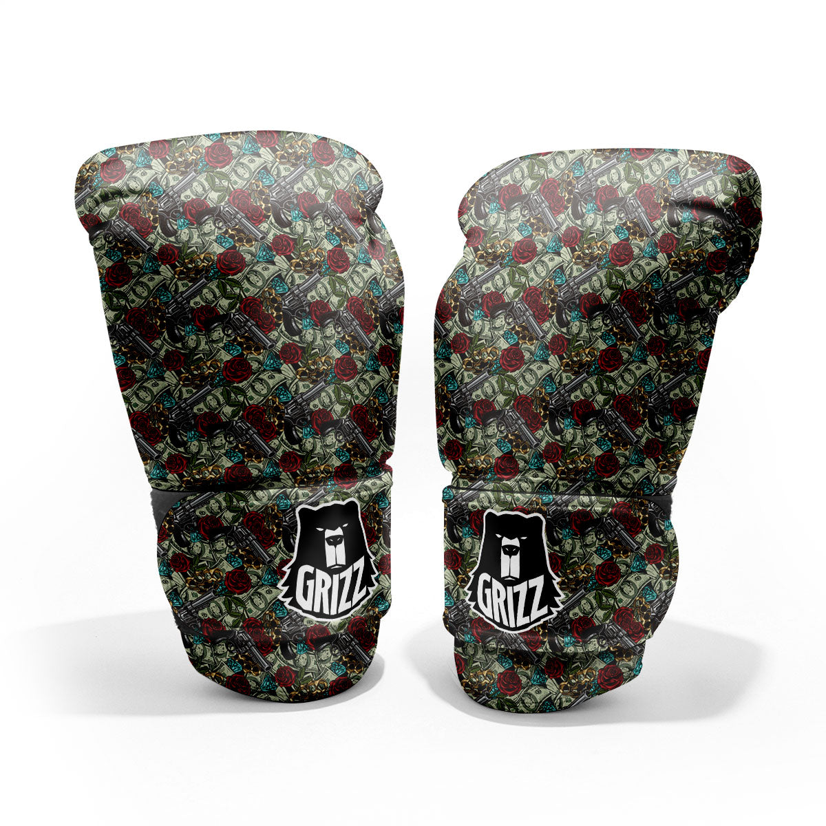 Flowers Guns And Print Pattern Pro Boxing Glove