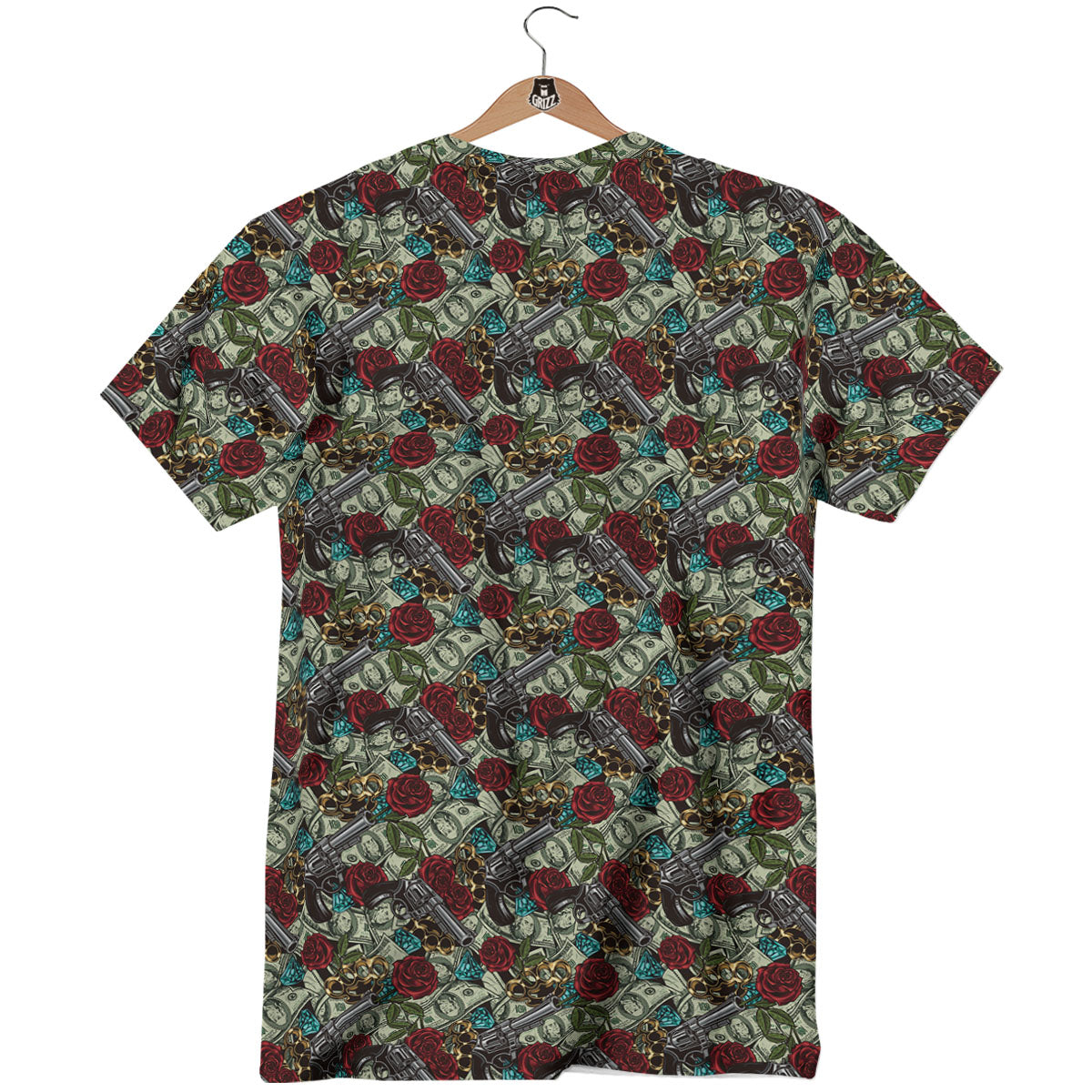 Flowers Guns And Print Pattern T-Shirt-grizzshop