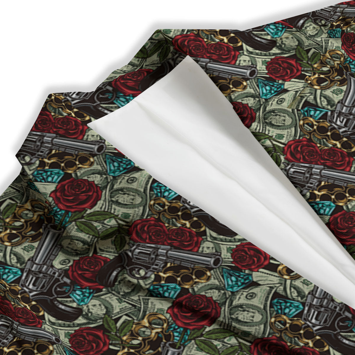 Flowers Guns And Print Pattern Women's Blazer-grizzshop