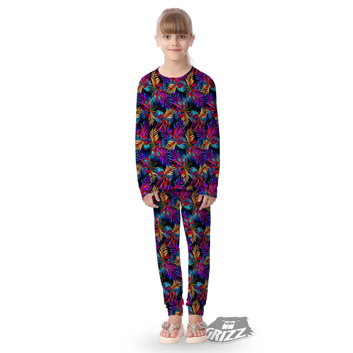 Flowers Hawaii Exotic Print Pattern Kid's Pajamas-grizzshop