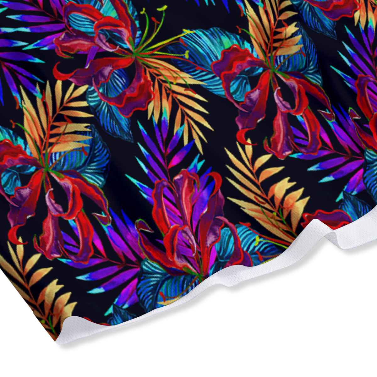 Flowers Hawaii Exotic Print Pattern Mesh Shorts