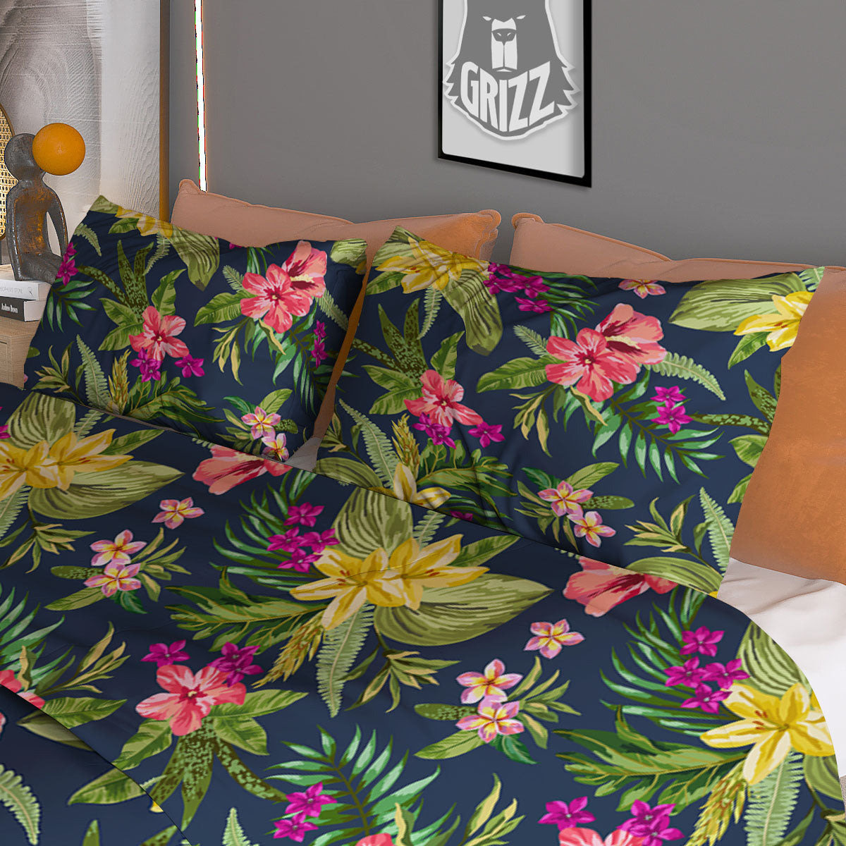 Flowers Hawaii Floral Print Pattern Duvet Cover Bedding Set
