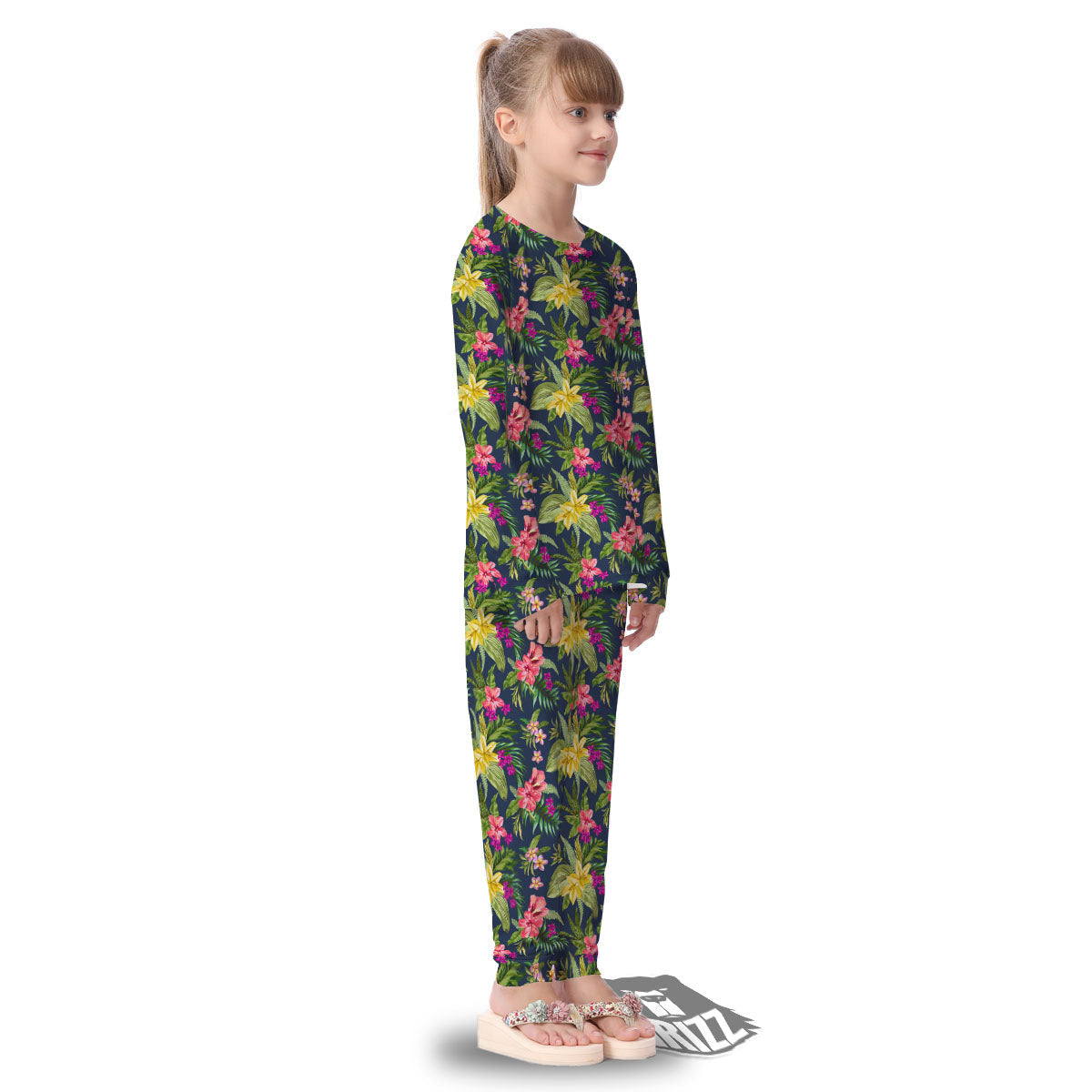 Flowers Hawaii Floral Print Pattern Kid's Pajamas-grizzshop