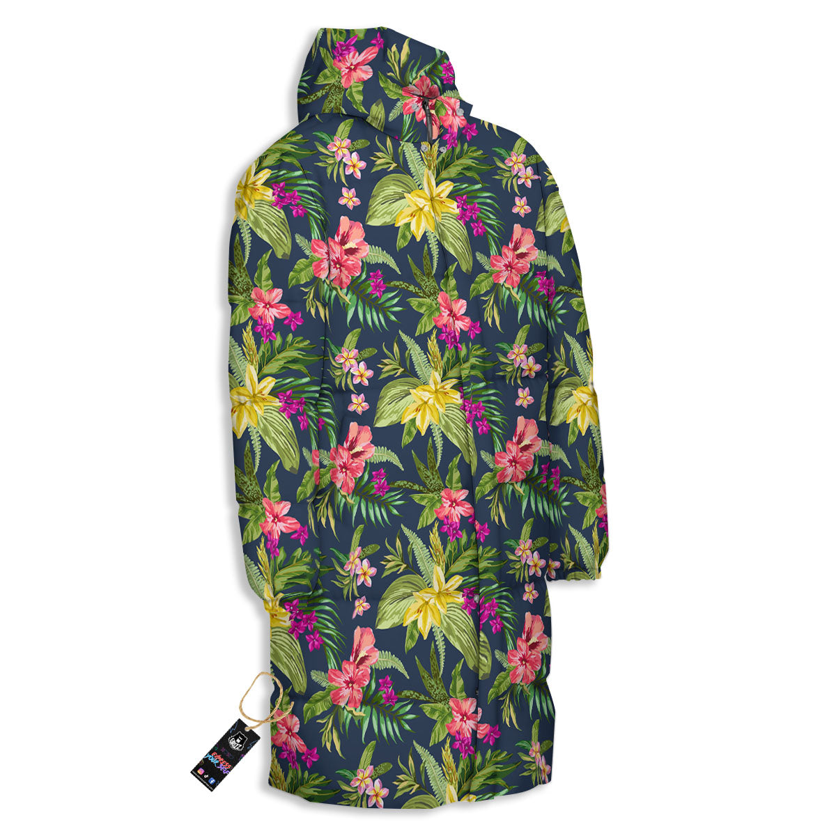 Flowers Hawaii Floral Print Pattern Long Down Jacket-grizzshop