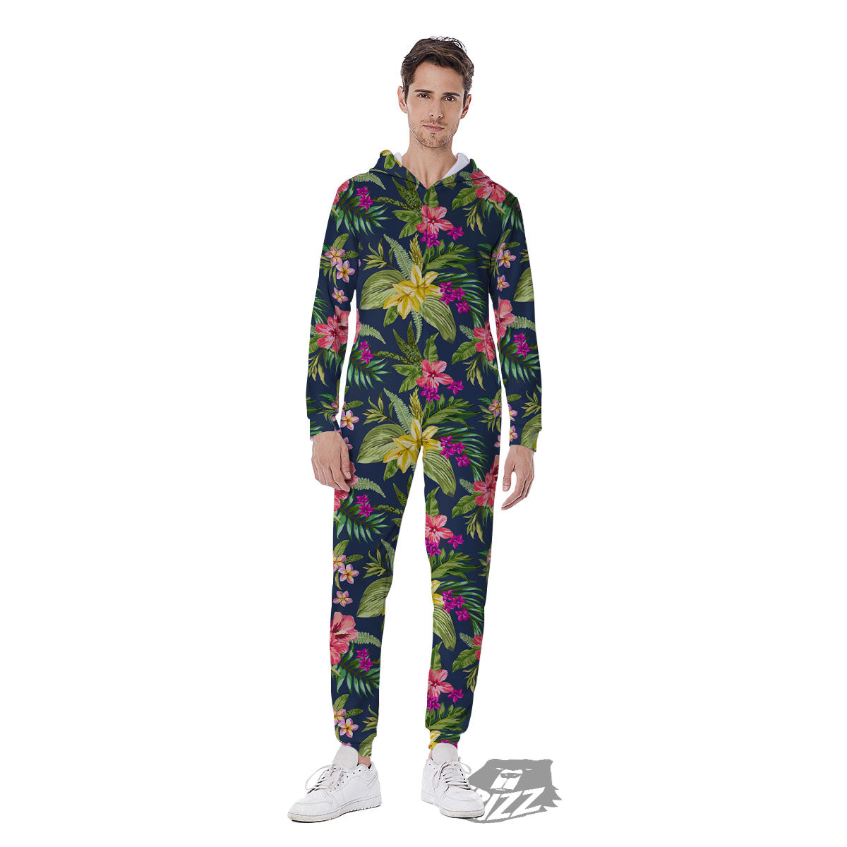 Flowers Hawaii Floral Print Pattern Men's Jumpsuit-grizzshop