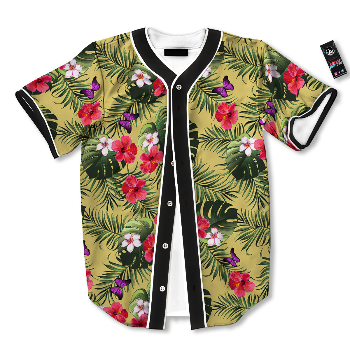 Flowers Hawaii Tropical Print Pattern Baseball Jersey-grizzshop