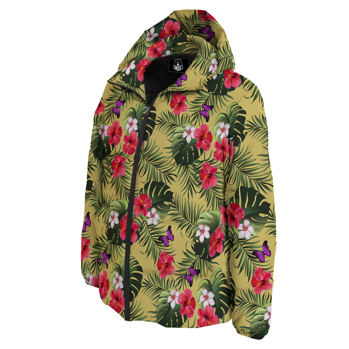 Flowers Hawaii Tropical Print Pattern Down Jacket-grizzshop