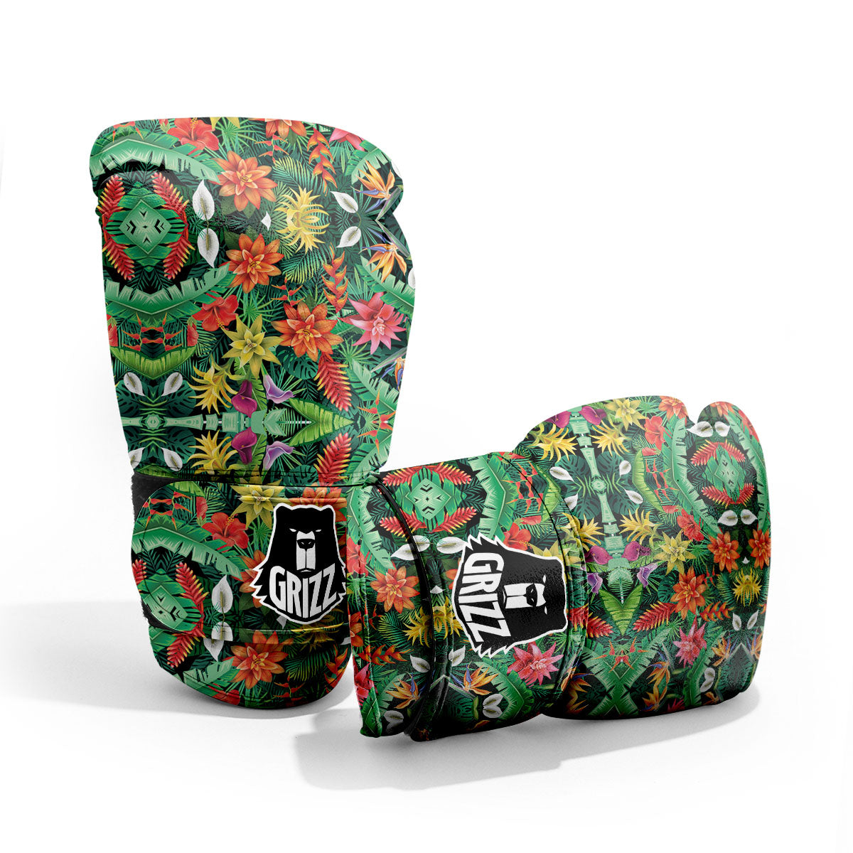 Flowers Hawaiian Floral Print Pattern Sparring Gloves-grizzshop