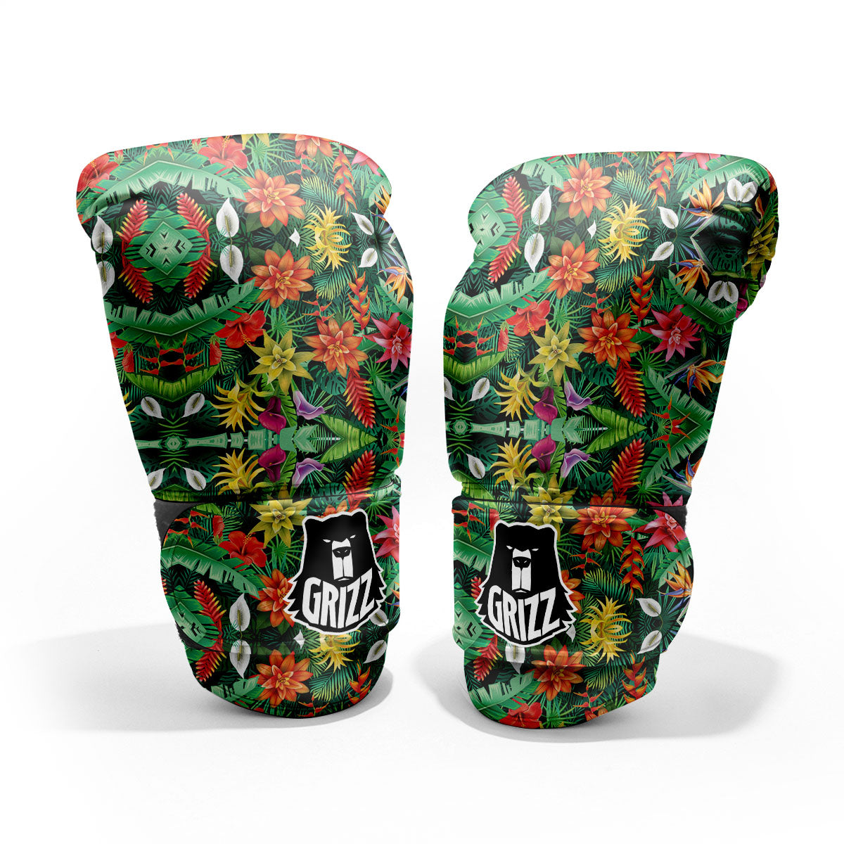 Flowers Hawaiian Floral Print Pattern Sparring Gloves-grizzshop
